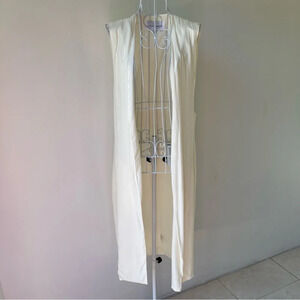 Cupcake and cashmere viscose blend open front long vest pockets ivory size XS